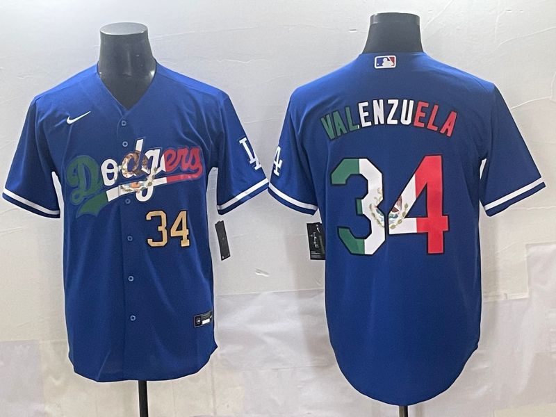 Men 2025 Los Angeles Dodgers #34 Valenzuela Blue Nike MLB Jersey style 7154
